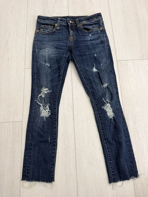 R13 Kate Skinny Jeans Dark Vintage Blue Low Rise Made in Italy R13W4021 Sz 25