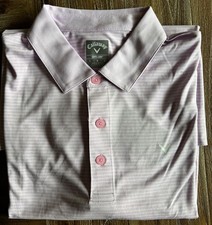 Callaway Polo Shirt Moisture Wicking Sz Medium Party Pink Heather Stripe