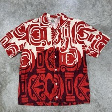 Vintage Quicksilver Shirt Mens medium Hibiscus Print Hawaiian Button Up Surf