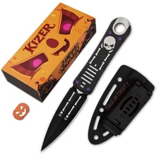 Kizer Hidden Agenda EDC Fixed Knife AEB-L Blade Aluminum+G10 Handle Halloween