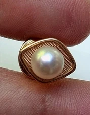 Vintage Gold Pearl Tie Tack - 14k- Estate Find