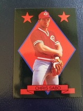 Chris Sabo Cincinnati Reds Double Red Stars Series 2 #6 Black Border Oddball