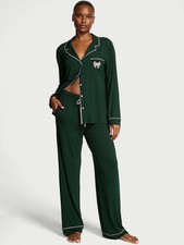 VICTORIA'S SECRET SoSoft Modal Bow Long Pajama Set in Cilantro with Bow - Size M