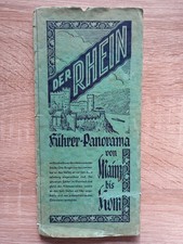Leporellokarte Der Rhein Führer-Panorama von Mainz bis Köln. Kolorierte Karte.