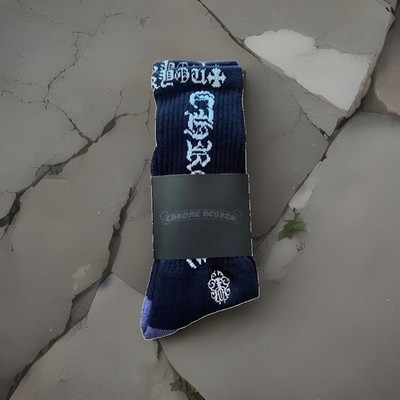CHROME HEARTS ロゴ入り ブラックソックス Chrome Hearts Dagger Socks | Cross Logo CH Large 9-13 Black Blue
