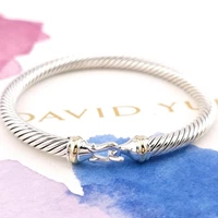 David Yurman Sterling Silver & 18k Gold 5mm Classic Cable Buckle Bracelet Medium