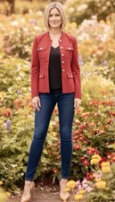 Rafaella Women s Red SZ 4 Blazer, Silver Metal Buttons, Lined, Mint Condition