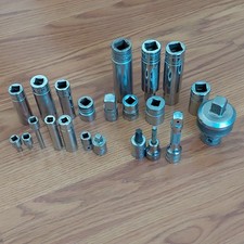 Snap-On 21 Pc Socket Set 1/4 3/8 1/2 Drive With Ratcheting Breaker Bar Adapter