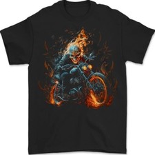 Skull Biker Motorcycle Motorbike Grim Reaper 21 Mens T-Shirt 100 Cotton