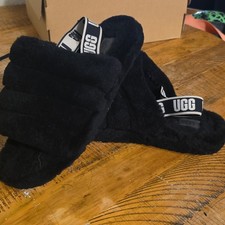 UGG Fluff Yeah Black Faux Fur Slide Slipper Women s US 6 EU 38 MPN 1098494K