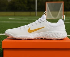 Nike Huarache 9 Elite Turf LAX NBY FN0310-100 White Gold Lacrosse Mens Size 8.5