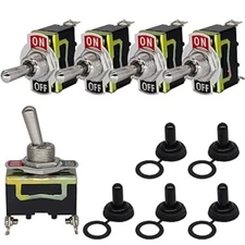 5PCS Marine Toggle Switch 12V Waterproof SPST Rocker Toggle Switch ON/Off 2P