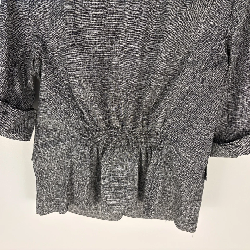 Chaqueta Blazer Express Negra Blanca Imitación Tweed Ligera con Pestaña Enrollable Talla 8 Foto 4 de 4