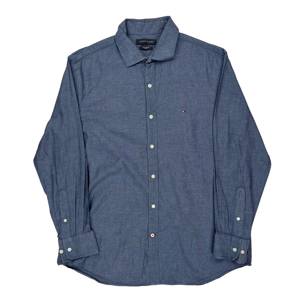 Tommy Hilfiger Slim Fit Shirt - Large Blue Cotton