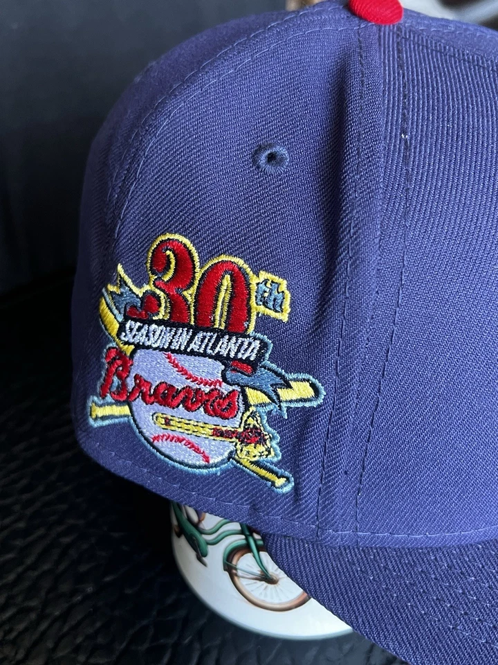 New Era 59Fifty Atlanta Braves Fitted Hat Cap Navy Blue, Men's Size 7 1/8￼ - Image 2 of 4