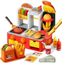 Restaurant Play Set Toy - 40 PCS Fast Food Playset with Potato Cutter