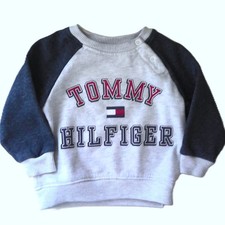 Tommy Hilfiger Infant Boy Sweatshirt Top Red Gray  Blue Cotton Blend EUC 12 mo