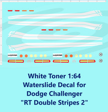 White Toner 164 Waterslide Decal For Dodge Challenger Rt Double Stripes 2
