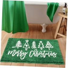 Merry Christmas Tufted Indoor Doormat Washable, Cute Green Modern Christmas