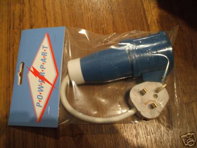 CARAVAN HORSEBOX MAINS CONVERSION CABLE TO 3 PIN PLUG PO107A