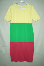 LuLaRoe Julia Dress Size Small Color Block Multicolor Short Sleeve