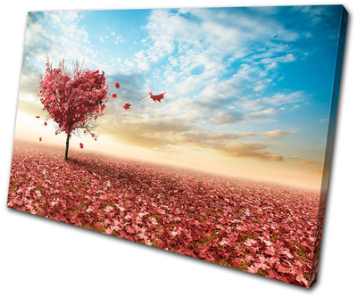 Liebe Ahorn Baum Herz EINZELNE LEINWAND WANDBILD Bild Druck VA