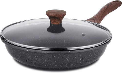 Nonstick Frying Pan Skillet with Lid, Omelet Pan with Cover, Healthy Egg Pan Che - Picture 9 of 12