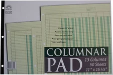 Columnar Pad 13 Columns, 11 x 16.375 Inches, 50-Sheets, Green (76713-10)