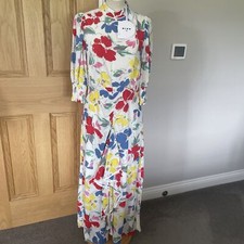 RIXO Flower print midi tea dress size 8 UK 4 US White Summer Wedding Puff Sleeve