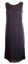 NEW Finity 100% Silk Black Polka Dot Shift Dress Tea Length Midi Sleeveless Sz 6
