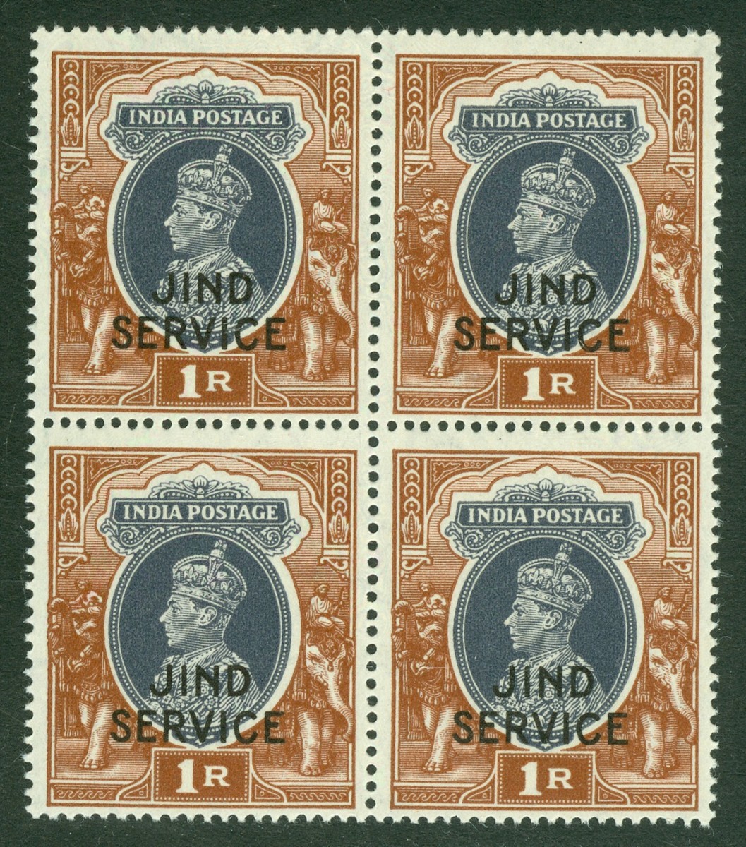 インド印 SG 083 India (Jind) 1939-43 1r grey & red-brown. Fine unmounted