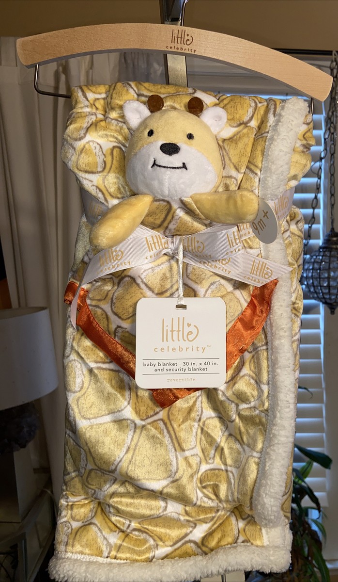 Little Celebrity 2pc Baby Blanket Giraffe Plush Security Yellow