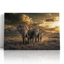 Elephant Canvas Print Wall Art – African Wildlife Home Decor Safari Art Print