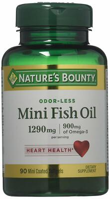 Nature's Bounty Omega 3 Mini Fish Oil 1290 mg 90ct Odorless Softgels ^^