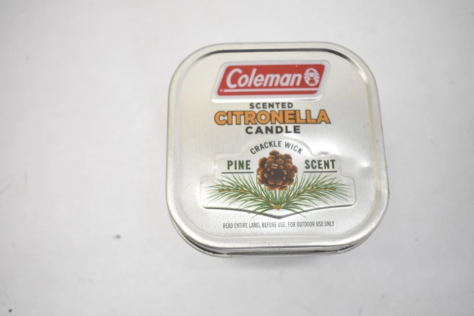 Coleman Citronella Outdoor Tin Candle 6 Oz Crackle Wick Pine Scent 25 Hour Burn - Image 2 of 4