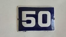 VINTAGE nice Blue Enamel Sing door number 50's number 50