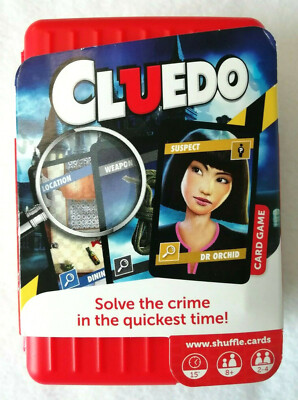 Cluedo Shuffle Kartenspiel & App Löse das Verbrechen in kürzester Zeit Neu in OVP