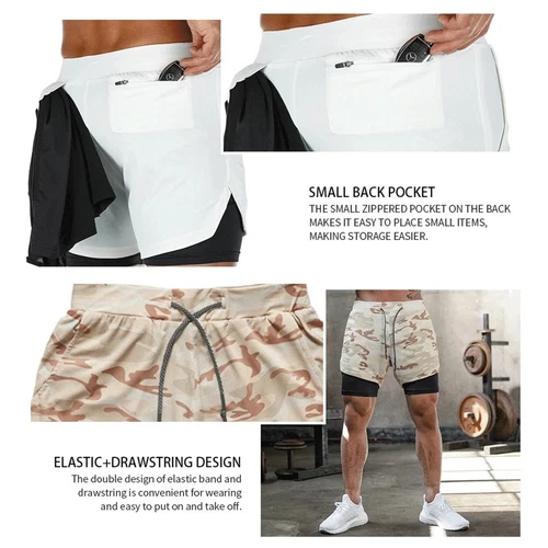 Men's Sports Training Running Bodybuilding Workout Fitness Shorts Gym Pants Run - Picture 3 of 23