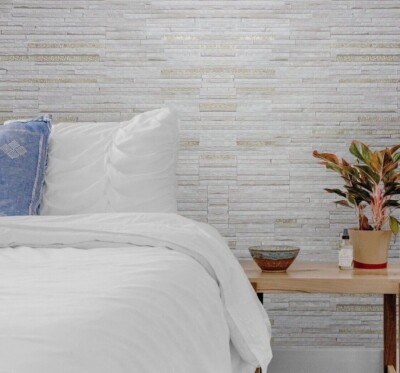 Wallpaper textured tan gold metallic modern faux realistic stone wallcovering 3D