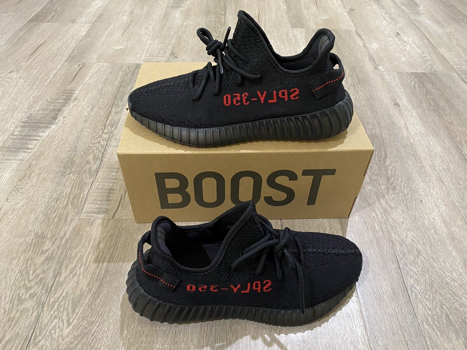 New Adidas Yeezy Boost 350 V2 Bred Size 8.5 Black Red CP9652 In Hand! Ships  Fast