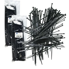USA FREE SHIP ~ 200 BLACK Plastic Cable Cord Wire Zip Ties 11.8'' 52lb BRAND NEW