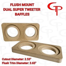 GP Dual Flush Mount Super Tweeter Door Pod Baffle Pair Speaker rings spacer