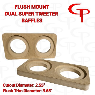 GP Dual Flush Mount Super Tweeter Door Pod Baffle (Pair) Speaker rings spacer