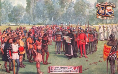TUCK OXFORD PAGEANT  1907 ST SCHOLASTICA'S DAY 1354  POSTCARD V GD