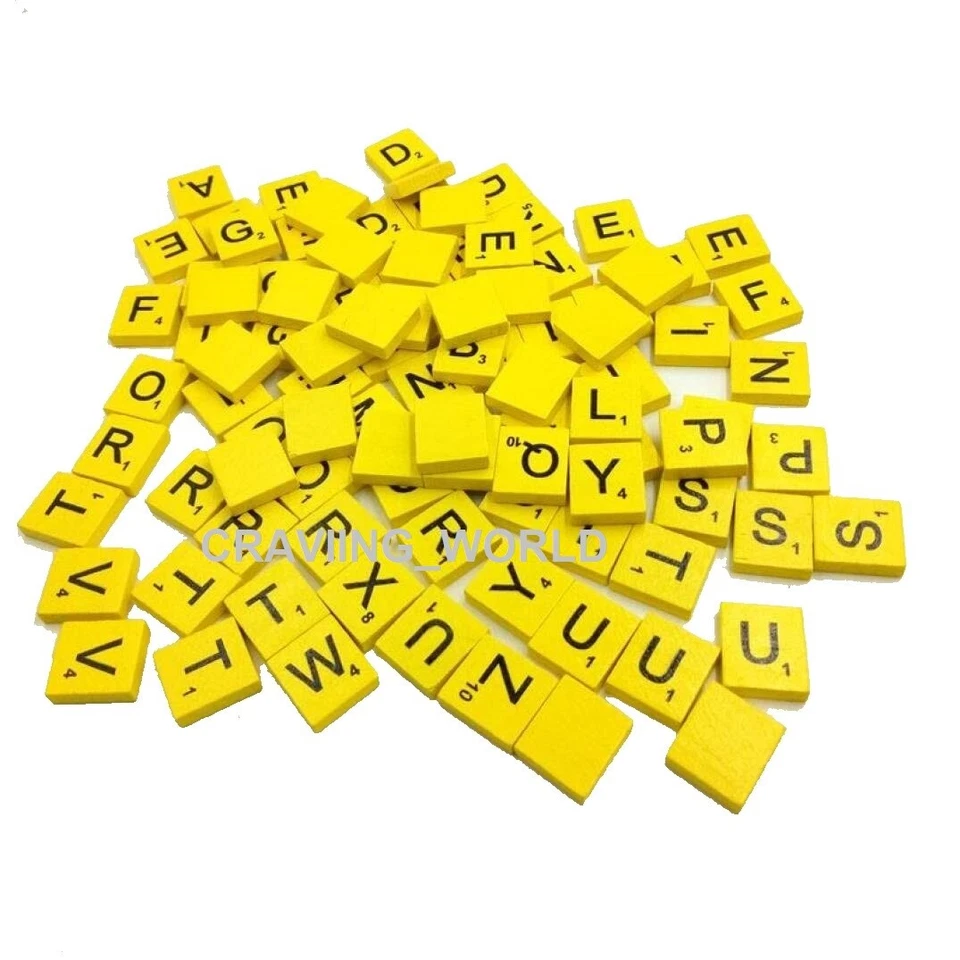 200 WOODEN SCRABBLE TILES BLACK LETTERS NUMBERS FOR CRAFTS WOOD ALPHABETS - Image 2 of 4