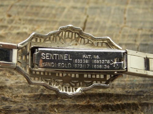 Sentinel Vintage Watch Band NOS 14mm White Gold Filled Handi-Fold Filigree - 第 4/7 張圖片