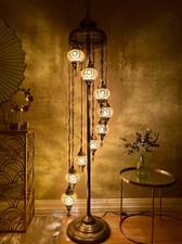 9 Glass Handmade Turkish Moroccan Moasic Light Floor Lamp UK Certified