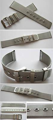 ELEGANTES KLASSISCHES MILANAISEUHRBAND 20 mm MIT DORNSCHLIESSE u STAHLSCHLAUFEN 