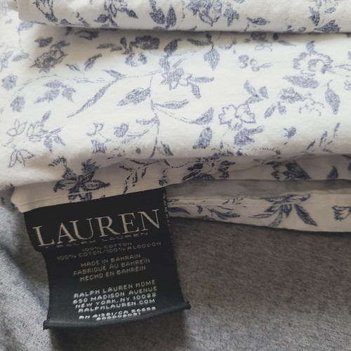 RALPH LAUREN Porcelain Maisy FLAT Sheet pillowcase BLUE Chic Cottage floral Twin - Picture 4 of 7