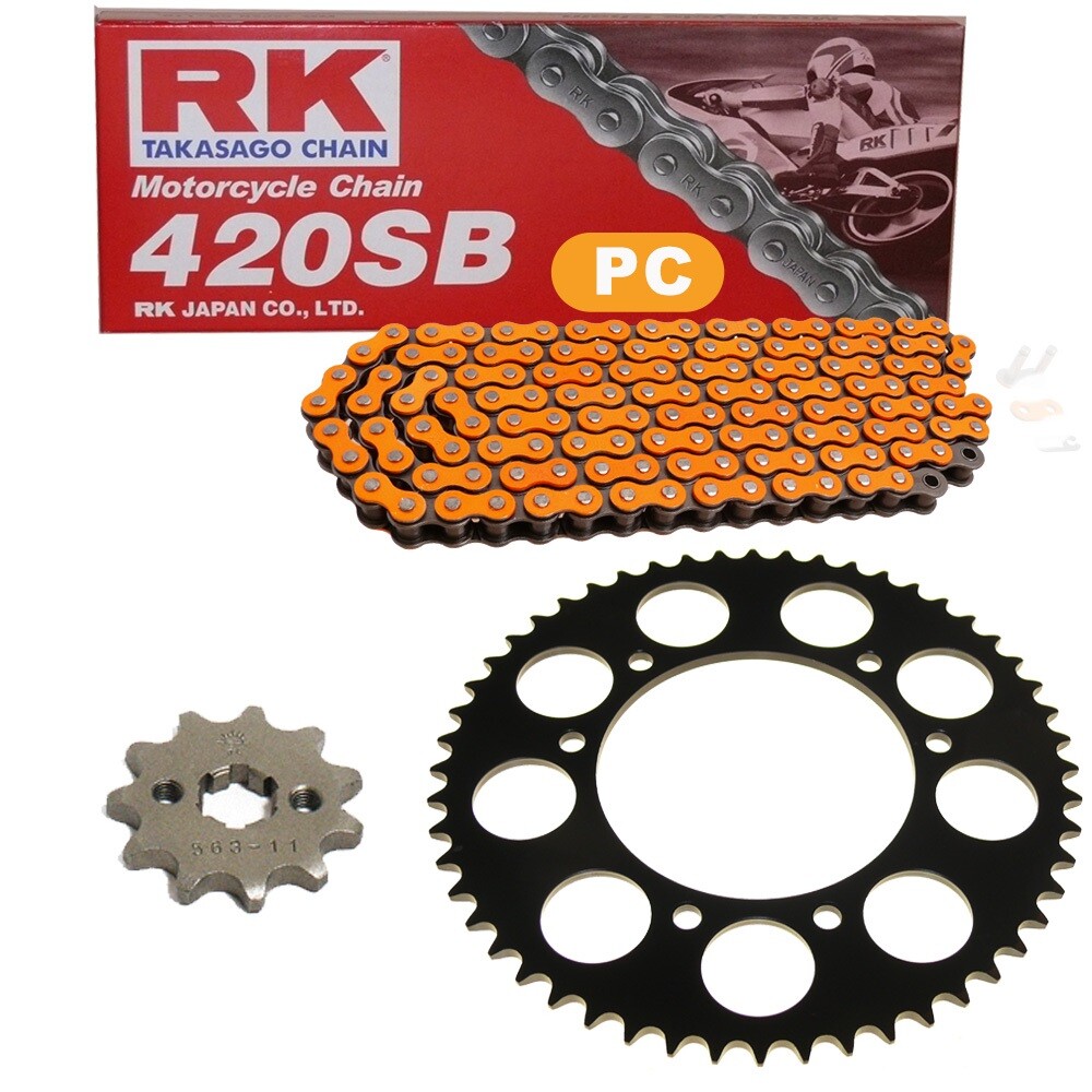 Chain Set Peugeot XP6 50 Supermoto 02-06 Chain RK PC 420 SB 126 Open Orange